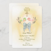  Soft gold cross Baptism invitation  Kaart (Voorkant / Achterkant)