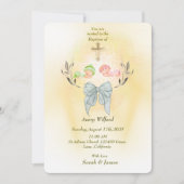  Soft gold cross Baptism invitation  Kaart (Voorkant)