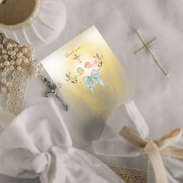 Soft gold cross Baptism invitation Kaart