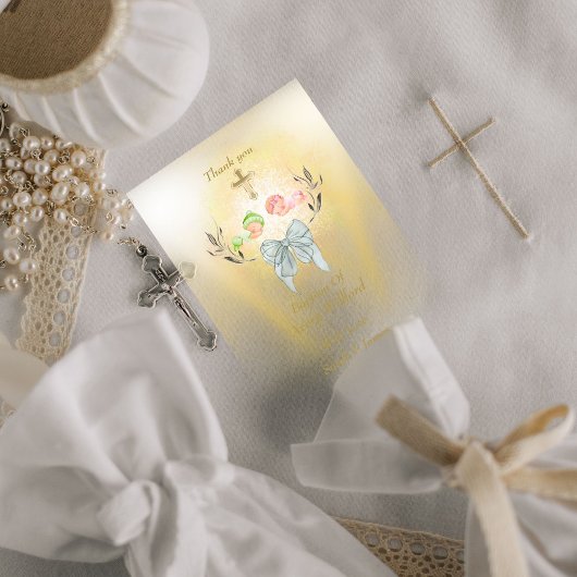  Soft gold cross Baptism invitation  Kaart