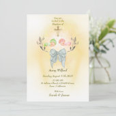  Soft gold cross Baptism invitation  Kaart (Staand voorkant)