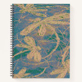 Soft Gold Dragonflies on Vintage Turquoise & Lilac Notitieboek (Voorkant)