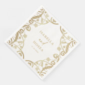  Soft Gold Glitter Bloemen Kant Bruiloft Servet (Hoek)