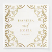  Soft Gold Glitter Bloemen Kant Bruiloft Servet (Voorkant)