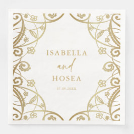 Soft Gold Glitter Bloemen Kant Bruiloft Servet