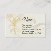Soft Gold Heart Balloon en Florals Visitekaartje (Voorkant)