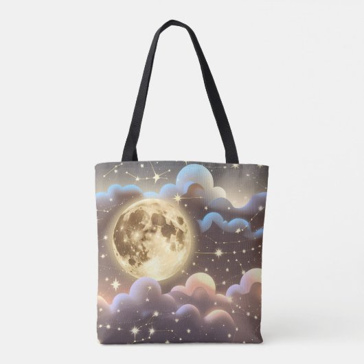 Soft Gold Ivory Moon Elegant Aesthetic Tote Bag (Achterkant)