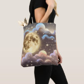 Soft Gold Ivory Moon Elegant Aesthetic Tote Bag (Dichtbij)