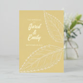 Soft Gold Leaves Wedding Folie Invitation Folie Uitnodiging (Staand Voorkant)