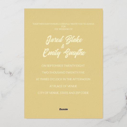 Soft Gold Leaves Wedding Folie Invitation Folie Uitnodiging (Achterkant)
