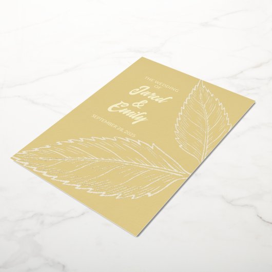 Soft Gold Leaves Wedding Folie Invitation Folie Uitnodiging (Gedraaid)