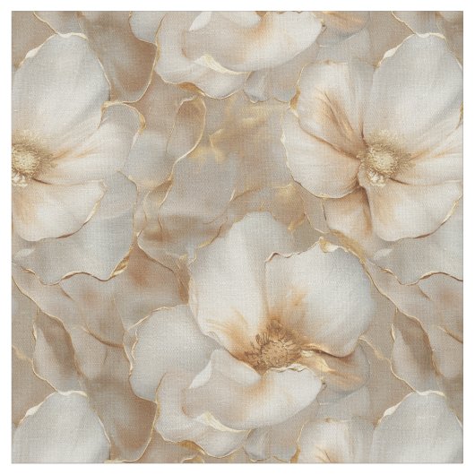Soft Gold Luxury Flowers Stof (Close Up)