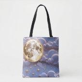 Soft Gold Pale Blue Lavender Moon Serenity Tote Bag (Voorkant)