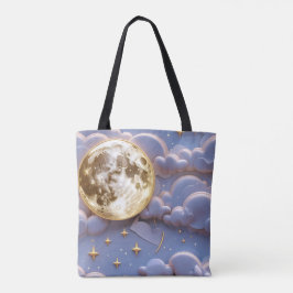 Soft Gold Pale Blue Lavender Moon Serenity Tote Bag