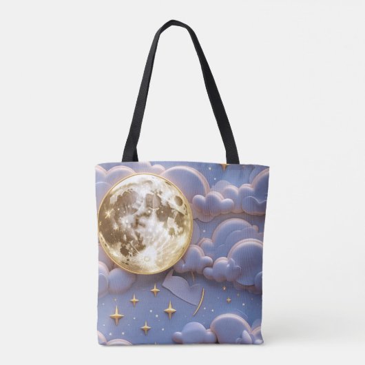 Soft Gold Pale Blue Lavender Moon Serenity Tote Bag (Achterkant)