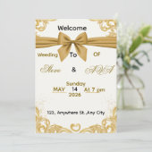 Soft Gold Wedding Invitation – Minimal Elegant Des Kaart (Staand voorkant)