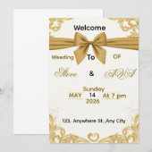 Soft Gold Wedding Invitation – Minimal Elegant Des Kaart (Voorkant / Achterkant)