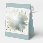 Soft Golden Dusty Blue Romance Wedding Bedankdoosjes (Achterkant)