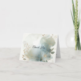 Soft Golden Dusty Blue Romance Wedding Bedankkaart