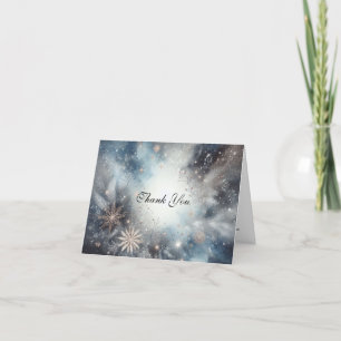 Soft Golden Dusty Blue Romance Wedding Bedankkaart