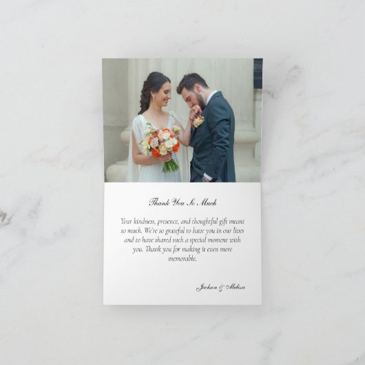 Soft Golden Dusty Blue Romance Wedding Bedankkaart (Binnen)