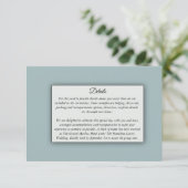 Soft Golden Dusty Blue Romance Wedding Informatiekaartje (Staand voorkant)