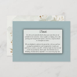 Soft Golden Dusty Blue Romance Wedding Informatiekaartje