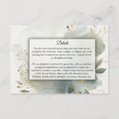 Soft Golden Dusty Blue Romance Wedding Informatiekaartje (Voorkant)