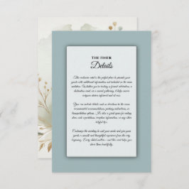 Soft Golden Dusty Blue Romance Wedding Informatiekaartje