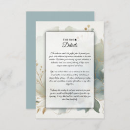 Soft Golden Dusty Blue Romance Wedding Informatiekaartje