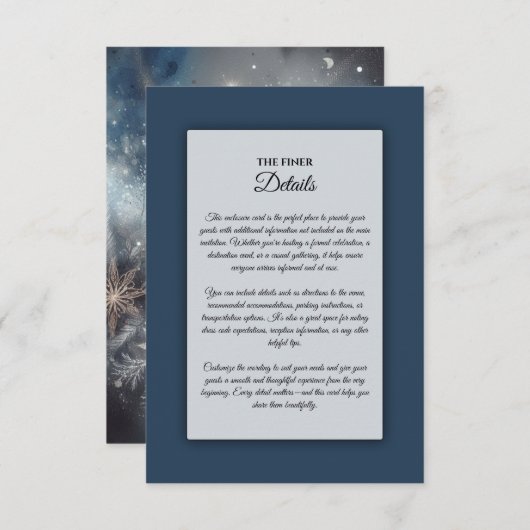 Soft Golden Dusty Blue Romance Wedding Informatiekaartje (Voorkant / Achterkant)