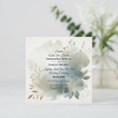 Soft Golden Dusty Blue Romance Wedding Kaart (Staand voorkant)