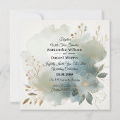 Soft Golden Dusty Blue Romance Wedding Kaart (Voorkant)