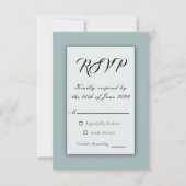 Soft Golden Dusty Blue Romance Wedding RSVP Kaartje (Voorkant)