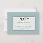 Soft Golden Dusty Blue Romance Wedding RSVP Kaartje (Voorkant)