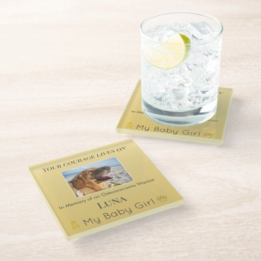 Soft Golden Osteosarcoma Pet Keepsake Glazen Onderzetter (Schuin)