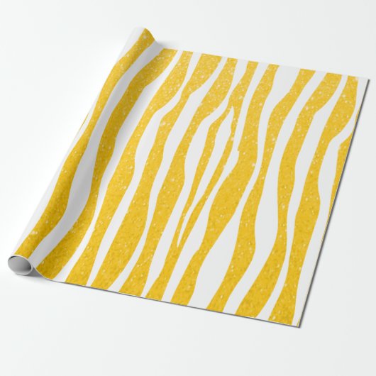 Soft Golden Yellow Glitter Zebra Animal Print Cadeaupapier (Uitgerold)