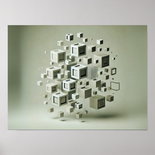 Soft Gradient Waves – Minimalistische Abstracte mu Poster (Voorkant)