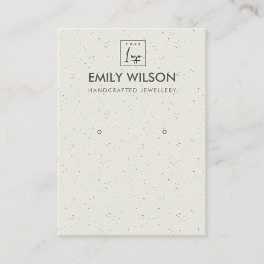 SOFT GRAY CERAMIC TEXTURE EARRING DISPLAY LOGO VISITEKAARTJE (Voorkant)
