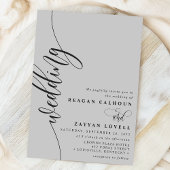 Soft Gray Elegant Calligraphy Script Wedding Kaart