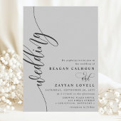 Soft Gray Elegant Calligraphy Script Wedding Kaart