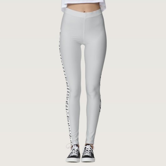 Soft Gray Personalized Custom Text Vertical Leggings (Voorkant)