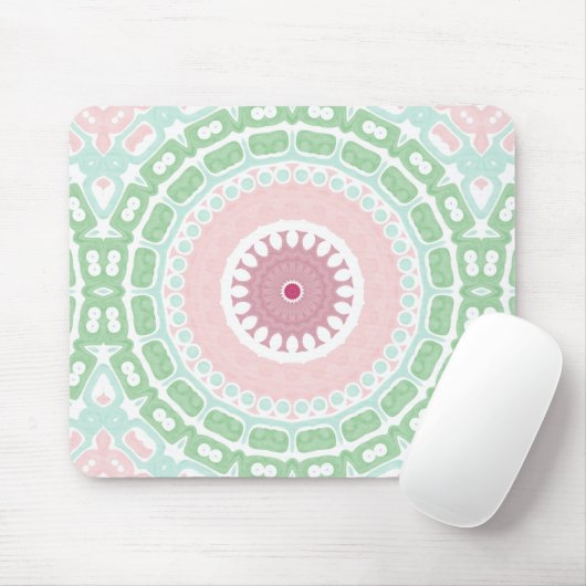 Soft Green and Blush Mandala Pattern Muismat (Met muis)