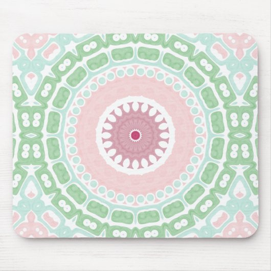 Soft Green and Blush Mandala Pattern Muismat (Voorkant)
