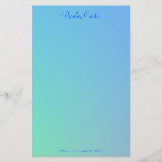 Soft Green Aqua Blue Ombre Briefpapier (Voorkant)