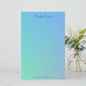 Soft Green Aqua Blue Ombre Briefpapier (Staand voorkant)