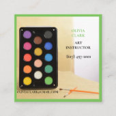 Soft Green Artist / Tutor / Educator Kunstleraar Vierkante Visitekaartje (Voorkant)