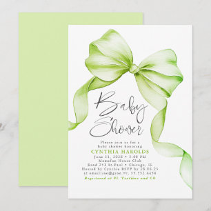 Soft Green Bow Schattige genderneutraal Baby showe Kaart