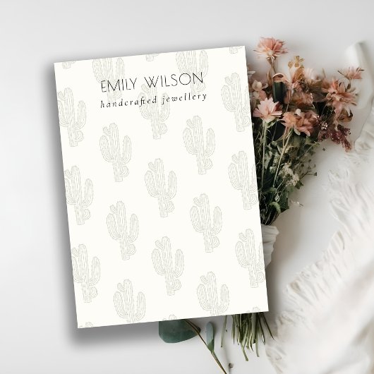 Soft Green Cactus Foliage Blank Jewelry Display Visitekaartje