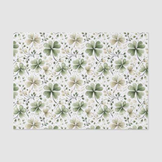 Soft Green & Cream Shamrock Pattern Tissue Paper Tissuepapier (Voorkant)